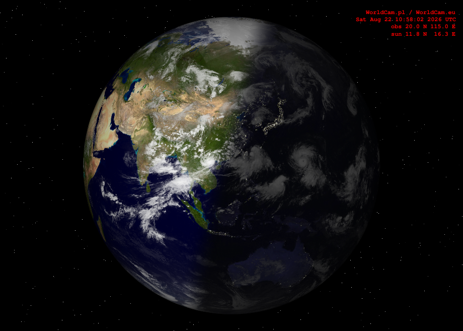 Sunlight map orthographic - Asia