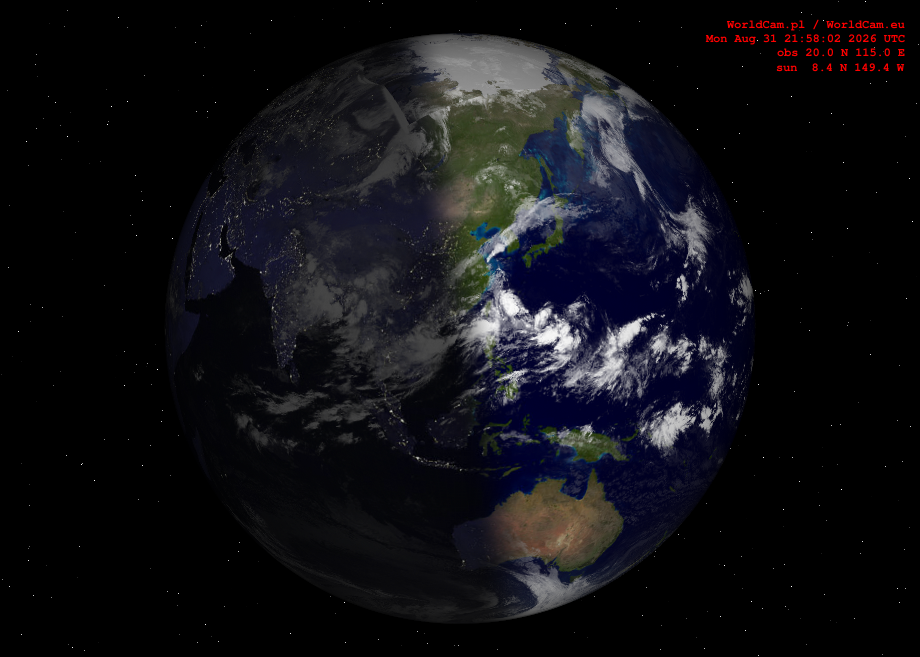 Sunlight map orthographic - Asia