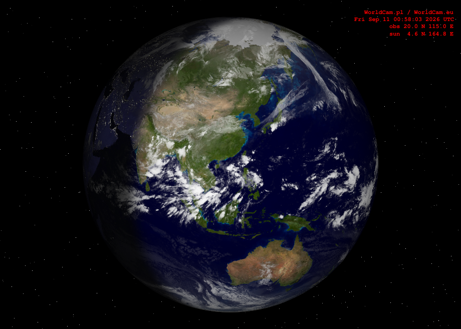Sunlight map orthographic - Asia