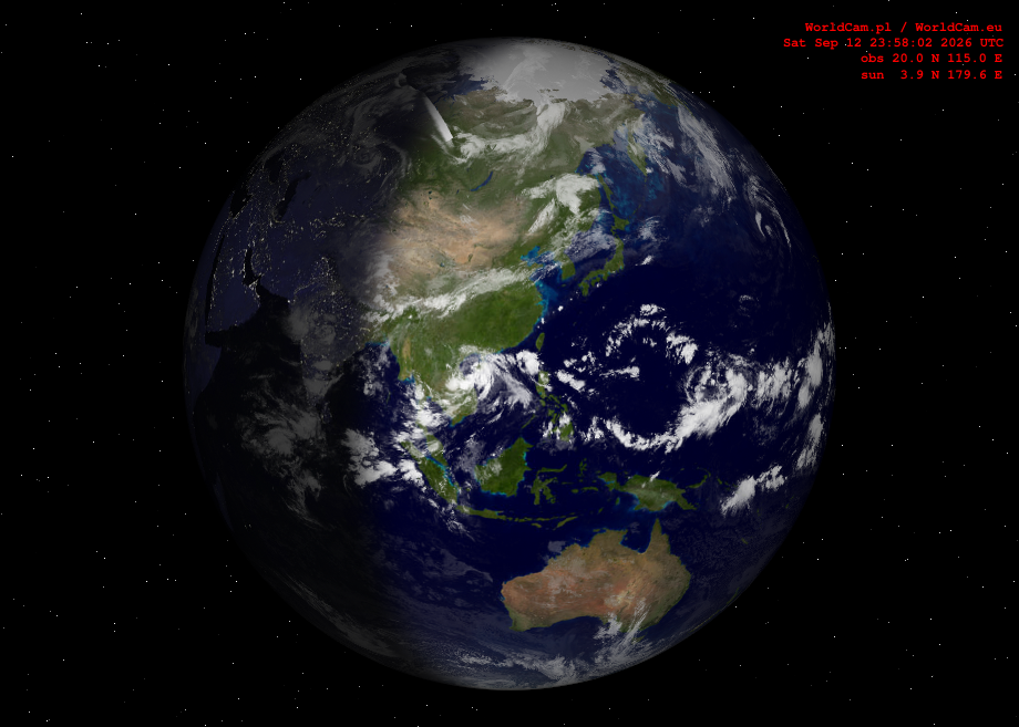 Sunlight map orthographic - Asia