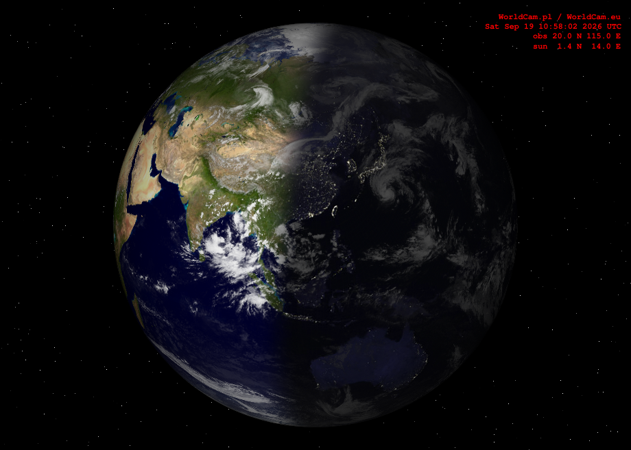 Sunlight map orthographic - Asia