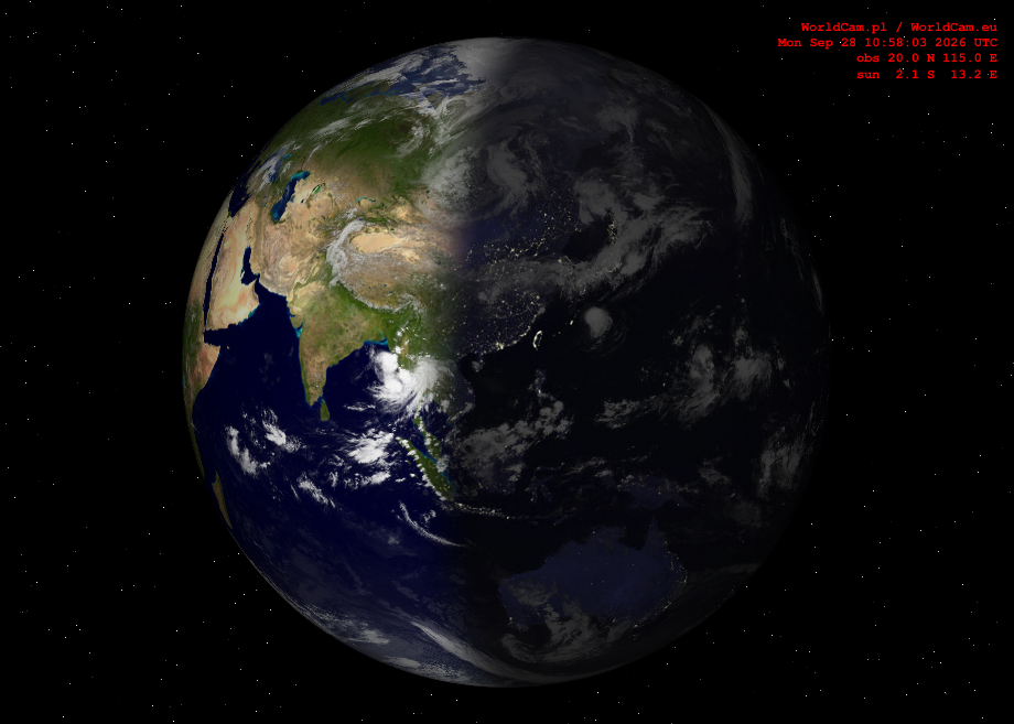 Sunlight map orthographic - Asia