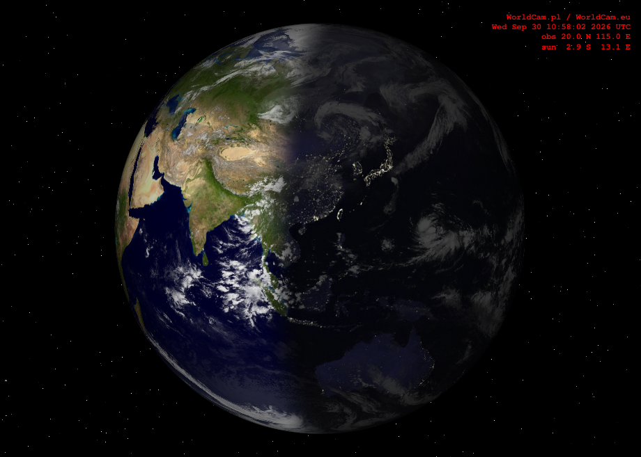 Sunlight map orthographic - Asia