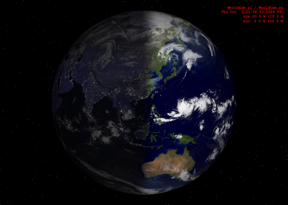 Sunlight map orthographic - Asia