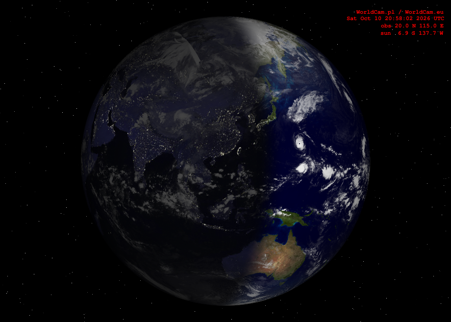 Sunlight map orthographic - Asia