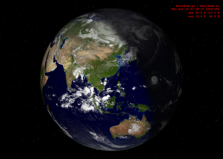 Sunlight map orthographic - Asia