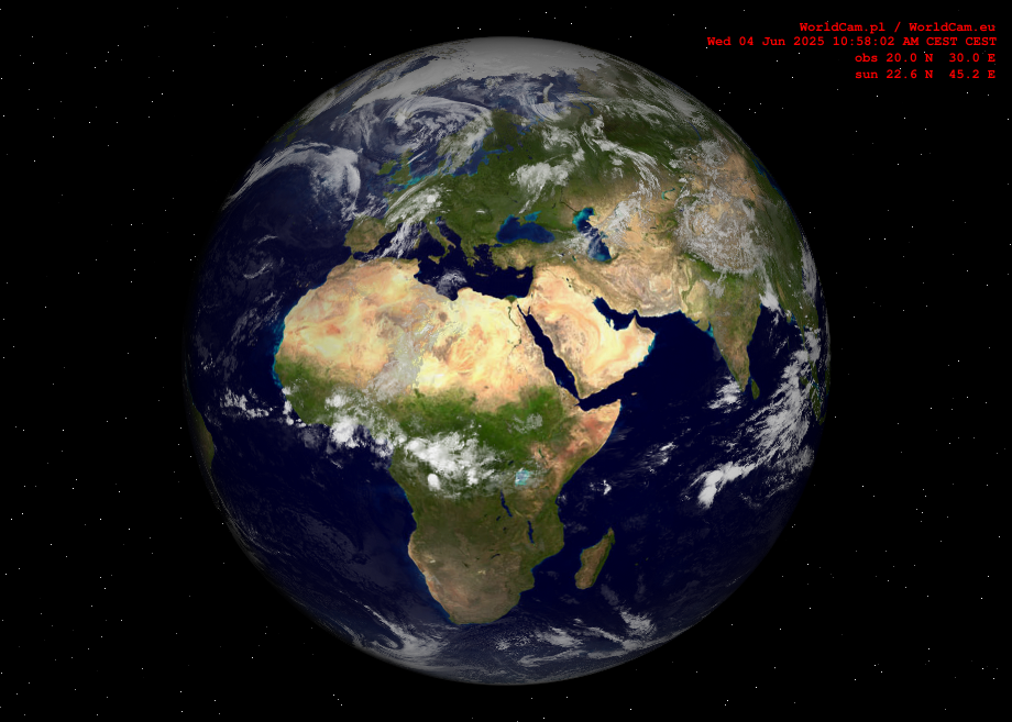 Sunlight map orthographic - Europe, Africa