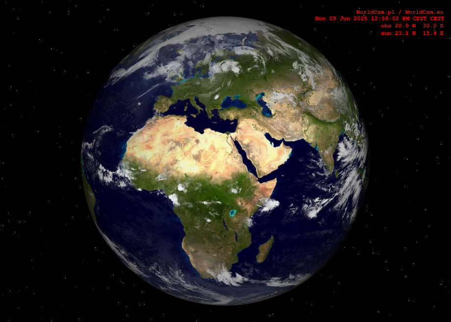 Sunlight map orthographic - Europe, Africa