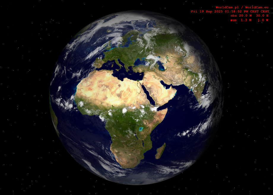Sunlight map orthographic - Europe, Africa