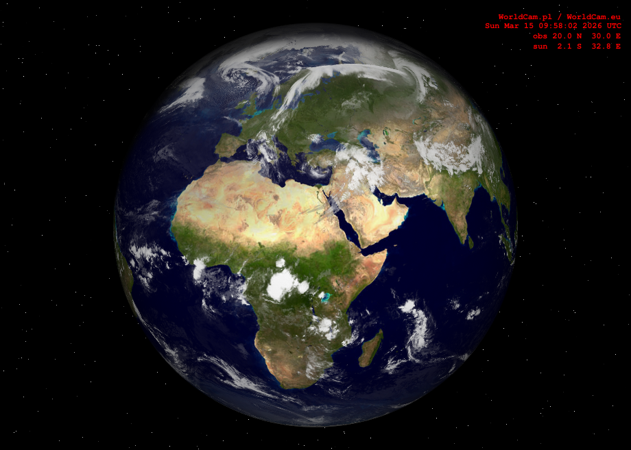Sunlight map orthographic - Europe, Africa