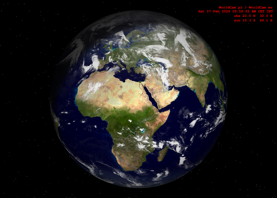 Sunlight map orthographic - Europe, Africa