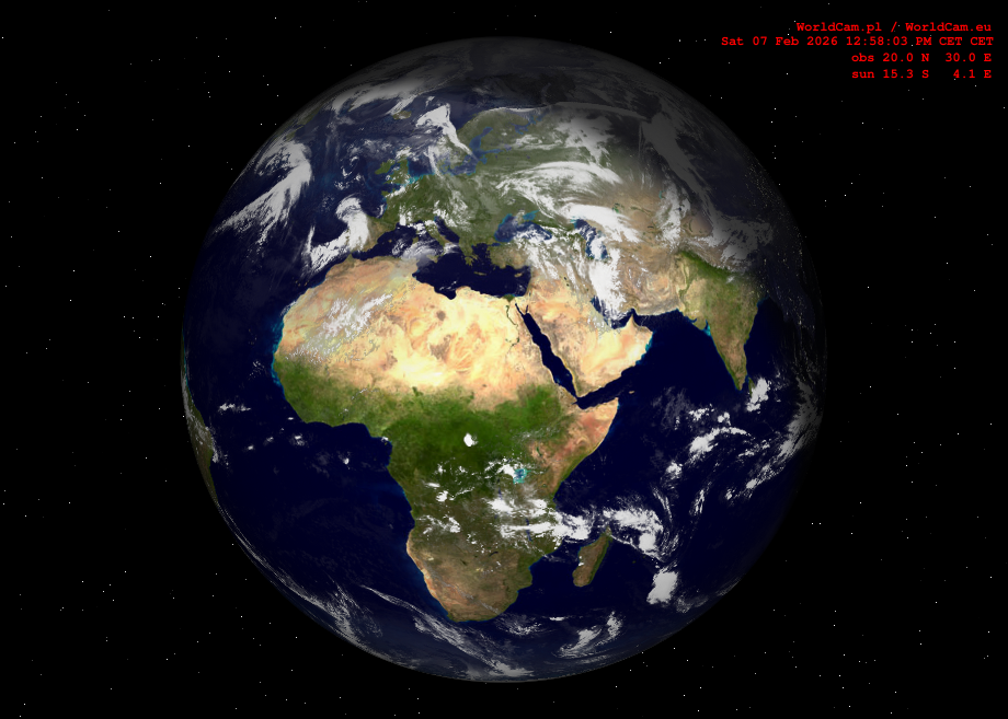 Sunlight map orthographic - Europe, Africa