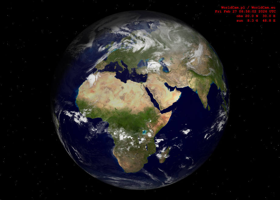 Sunlight map orthographic - Europe, Africa
