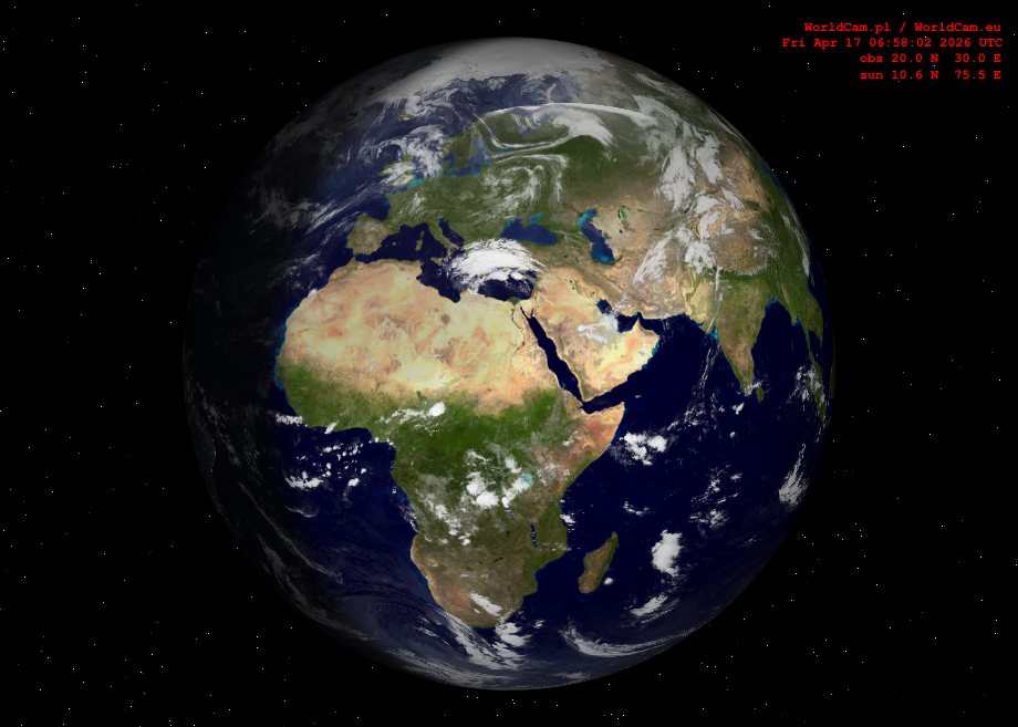 Sunlight map orthographic - Europe, Africa