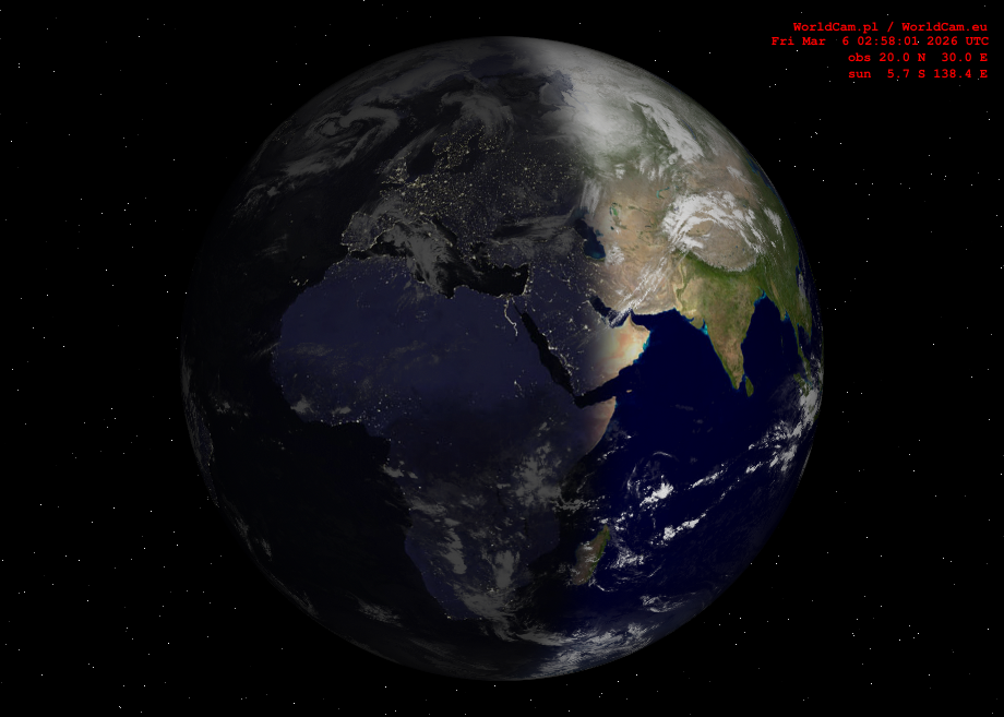 Sunlight map orthographic - Europe, Africa