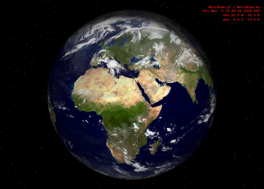 Sunlight map orthographic - Europe, Africa