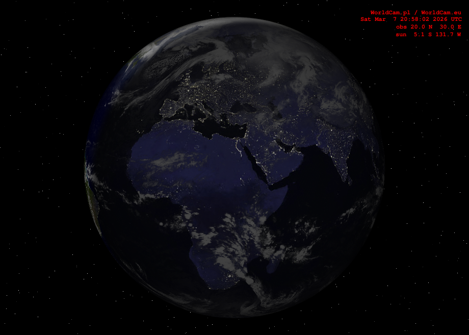 Sunlight map orthographic - Europe, Africa