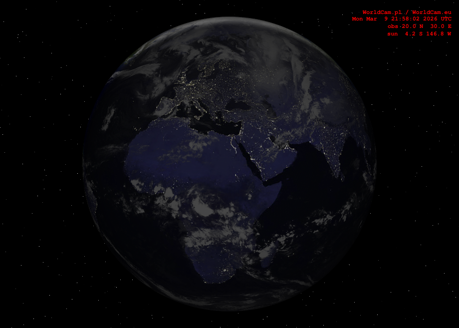 Sunlight map orthographic - Europe, Africa