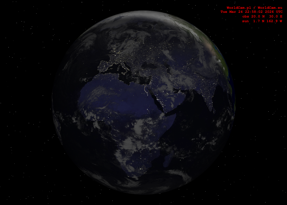 Sunlight map orthographic - Europe, Africa