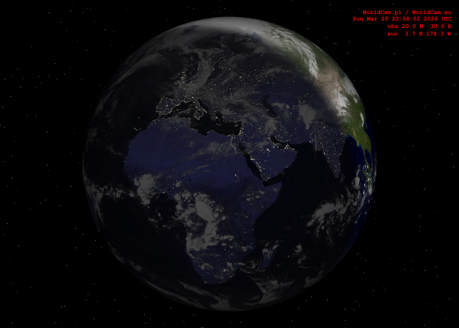 Sunlight map orthographic - Europe, Africa