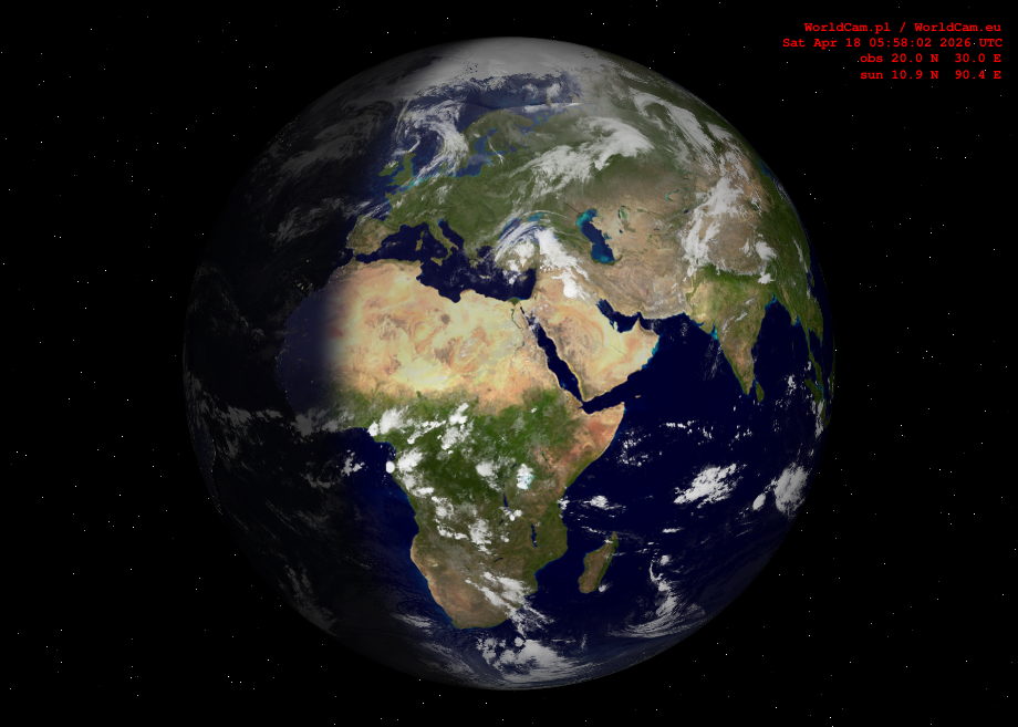 Sunlight map orthographic - Europe, Africa