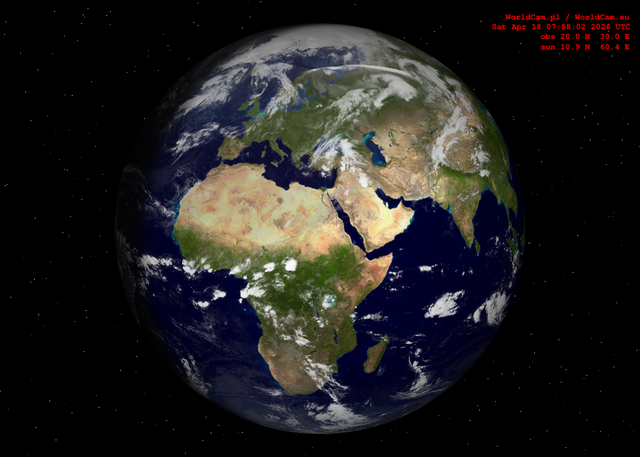 Sunlight map orthographic - Europe, Africa