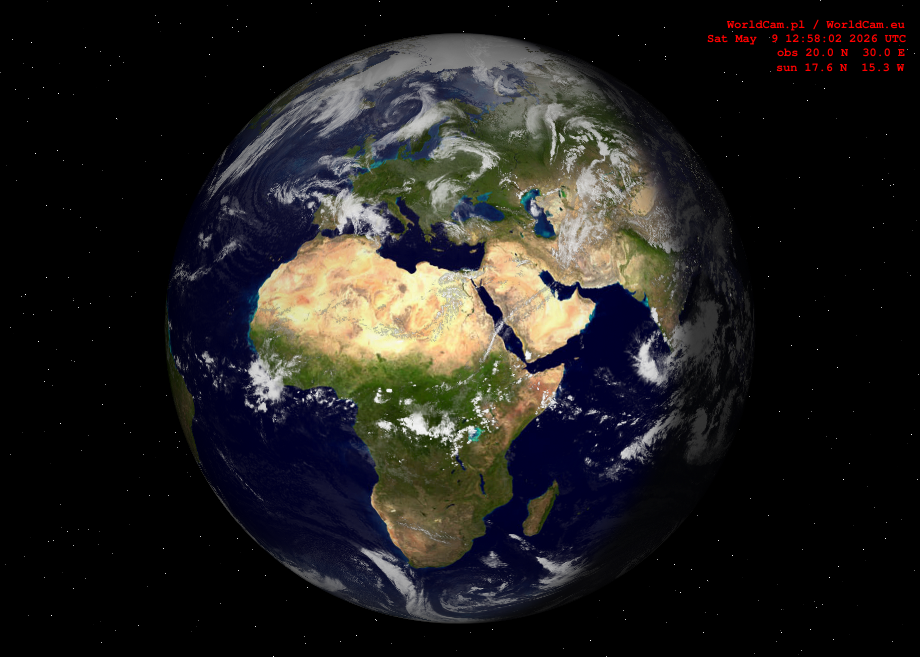 Sunlight map orthographic - Europe, Africa