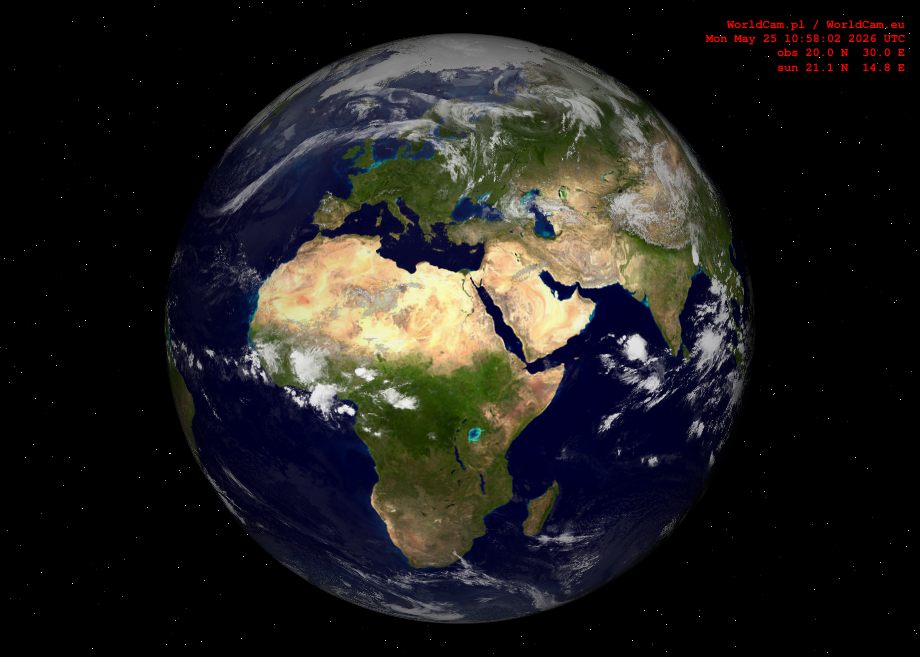 Sunlight map orthographic - Europe, Africa
