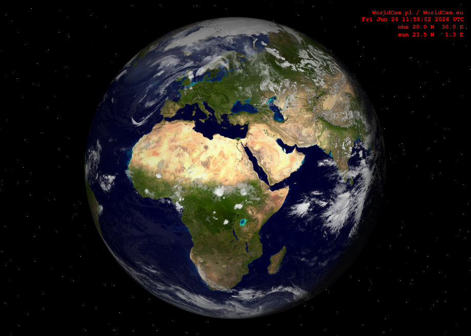 Sunlight map orthographic - Europe, Africa
