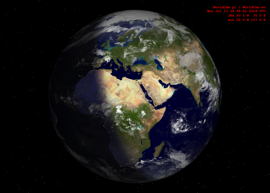Sunlight map orthographic - Europe, Africa