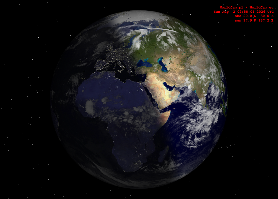 Sunlight map orthographic - Europe, Africa