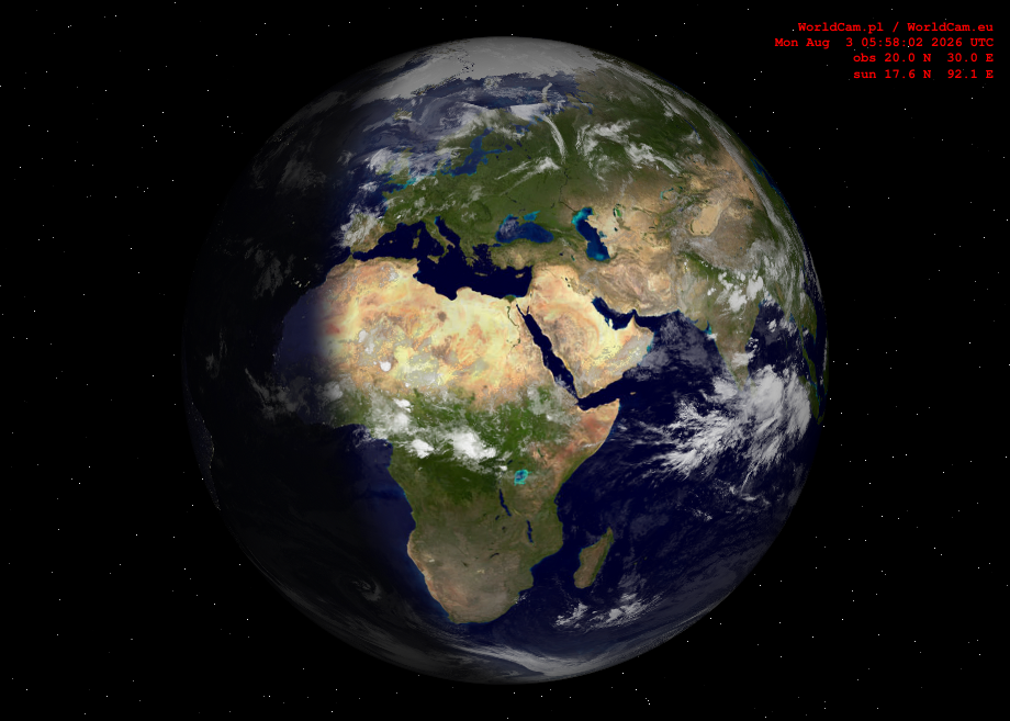 Sunlight map orthographic - Europe, Africa