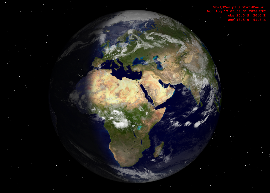 Sunlight map orthographic - Europe, Africa