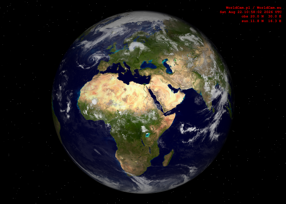 Sunlight map orthographic - Europe, Africa