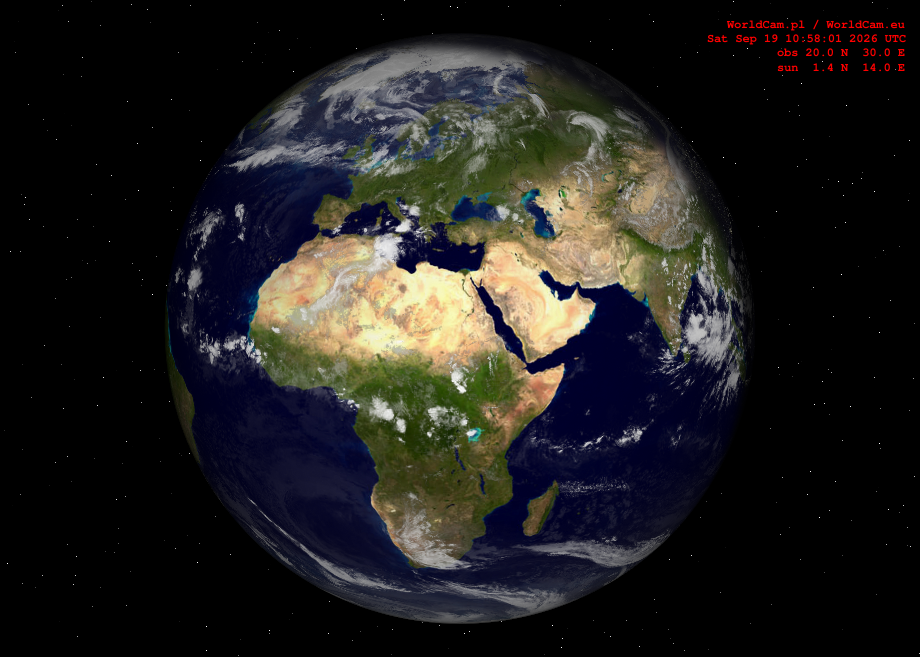 Sunlight map orthographic - Europe, Africa