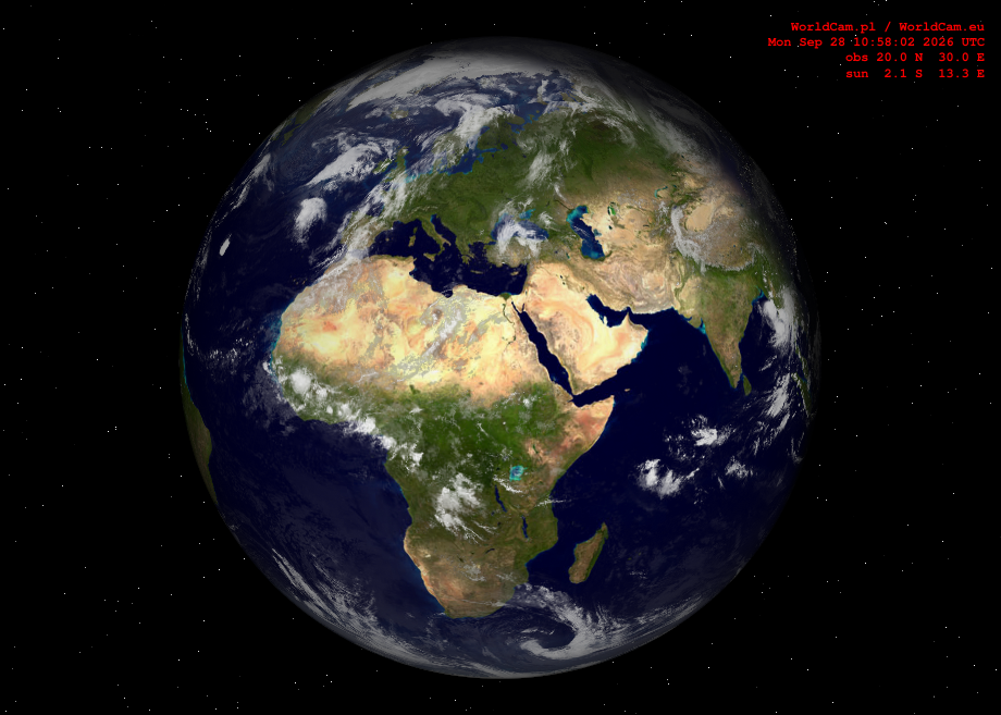 Sunlight map orthographic - Europe, Africa