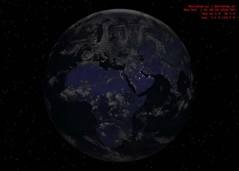 Sunlight map orthographic - Europe, Africa