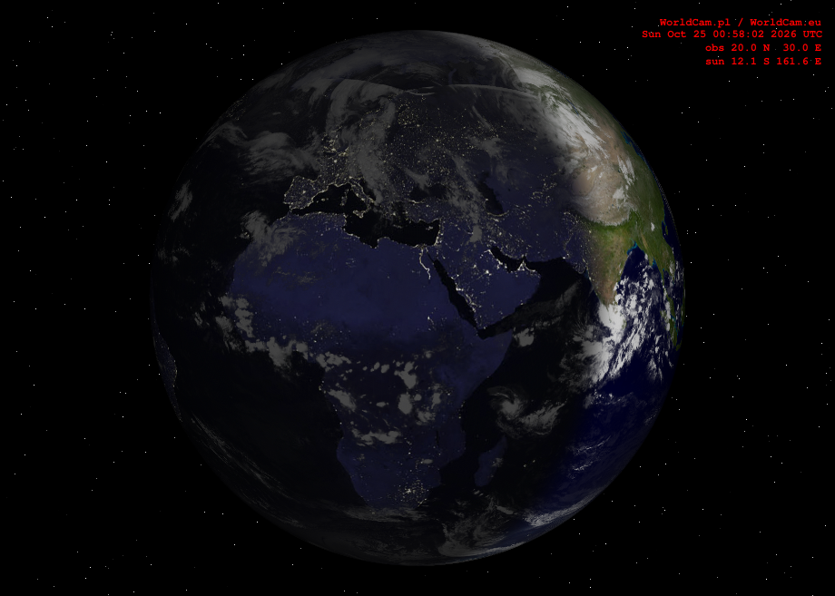 Sunlight map orthographic - Europe, Africa