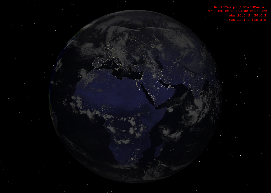 Sunlight map orthographic - Europe, Africa