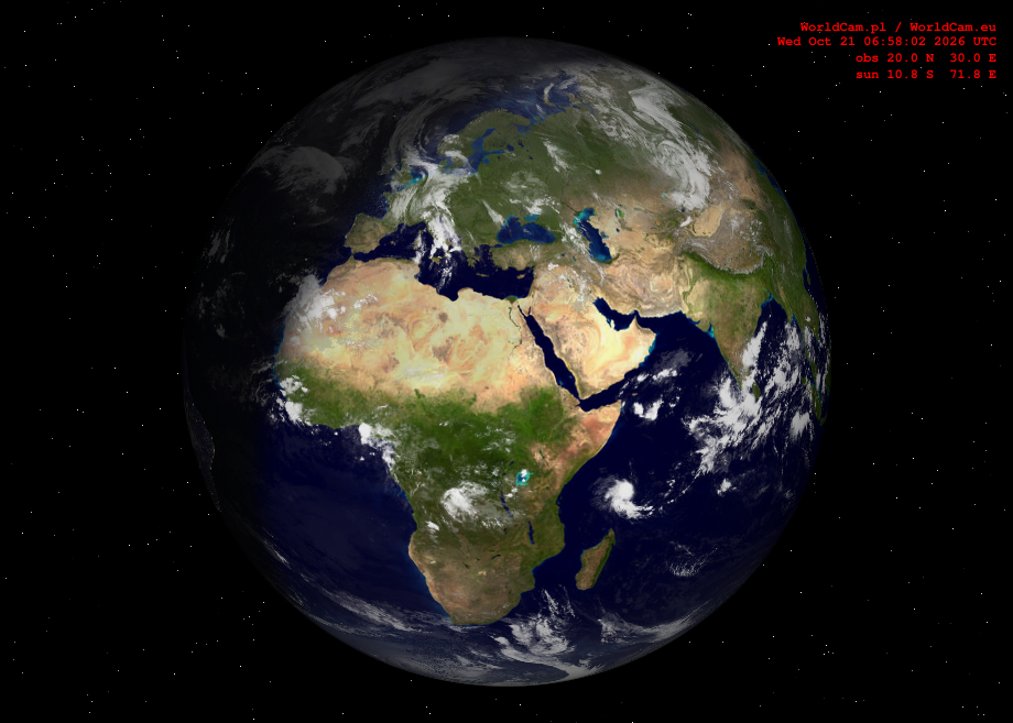 Sunlight map orthographic - Europe, Africa