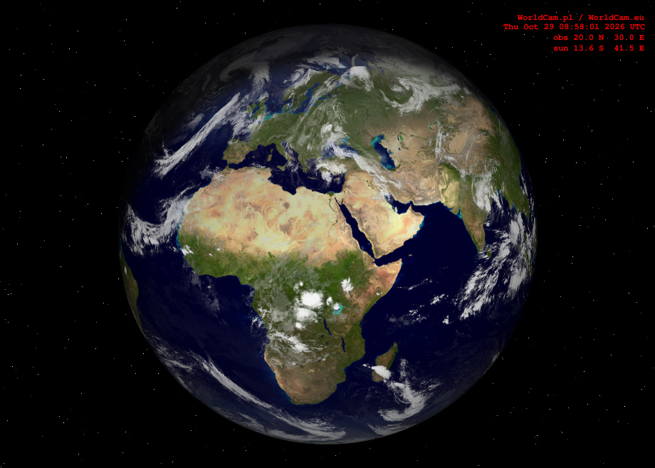 Sunlight map orthographic - Europe, Africa